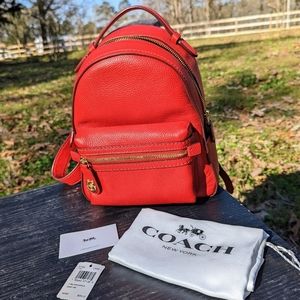 Coach red leather mini backpack 👜
